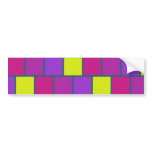 Retro purple, mauve, fuchsia yellow bricks and red bumper stickers