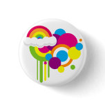 Retro Rainbow Button (White)