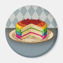Retro Rainbow Cake Fridge Magnets