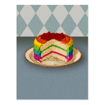 Retro Rainbow Cake Post Cards