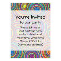 Retro Rainbow Circles Pattern Personalized Invites