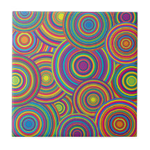 Retro Rainbow Circles Pattern Tiles