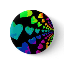 Retro rainbow hearts pinback buttons