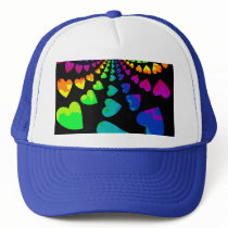 Retro rainbow hearts trucker hat