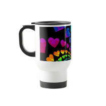 Retro rainbow hearts mugs