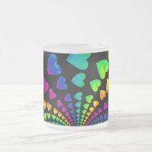 Retro rainbow hearts mug