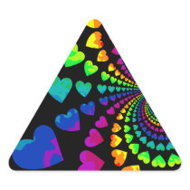 Retro rainbow hearts triangle stickers