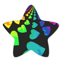 Retro rainbow hearts stickers