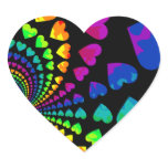 Retro rainbow hearts heart sticker