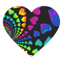 Retro rainbow hearts heart sticker
