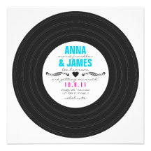 Retro Record Invitation with Hearts