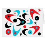 Retro Red Black & Aqua Starburst Boomerang Cards