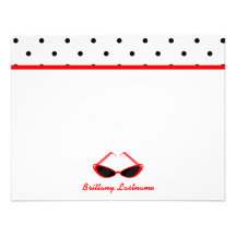 Retro Red Cat Eye Sunglasses & Polka Dots Invitations