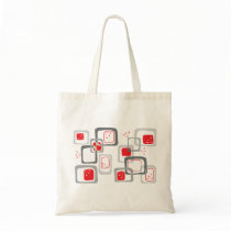 Retro Red Cherry Squares Pattern Custom Tote Bag
