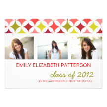 Retro Red Photo Collage Graduation Invitation