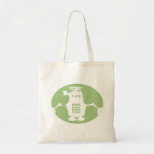 Retro Robot - Green Spotlight Canvas Bags