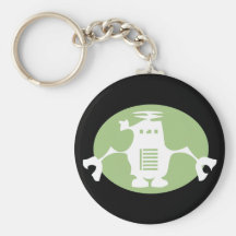 Retro Robot - Green Spotlight Key Chains