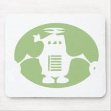 Retro Robot - Green Spotlight Mouse Mats