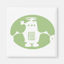 Retro Robot - Green Spotlight Refrigerator Magnets