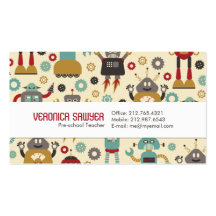 Retro Robots (Cream) Business Card