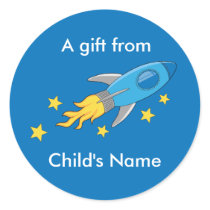 Retro Rocket Birthday Goodie Bag Labels