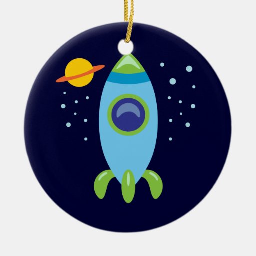 Retro Rocket Christmas Tree Ornaments