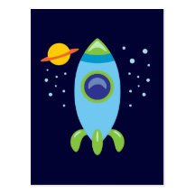 Retro Rocket Post Card