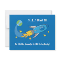 Retro Rocket Ship Birthday Invite