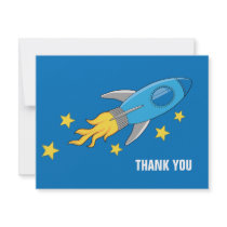 Retro Rocket Ship Thank You Card