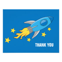Retro Rocket Ship Thank You Card Personalized Announcements