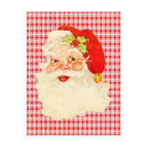 Retro Santa on Plaid