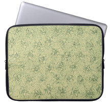 Retro Sassy Sissy Vintage Flowers Sage Green Girly Laptop Computer Sleeves
