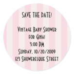 Retro Save the Date! Pink Stripe Stickers