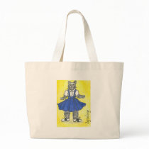 Retro school girl tote bags