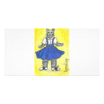 Retro school girl custom photo card