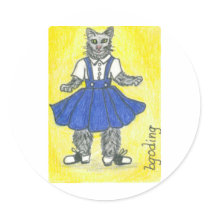 Retro school girl round sticker