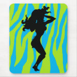 Retro Sexy Wild Lime Aqua Zebra Mouse Pads
