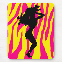 Retro Sexy Wild Yellow Pink Zebra Mousepads