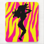 Retro Sexy Wild Yellow Pink Zebra mousepads