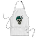 Retro skull and beret military motif aprons