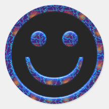RETRO SMILEY FACE ROUND STICKER