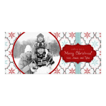 Retro Snowflakes Tall Card Personalised Invites