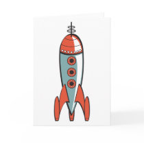 retro space rocket greeting card