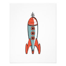 retro space rocket personalized invitation