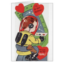 Retro Space Ship Valentine's Day Card