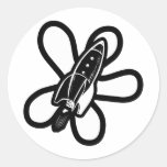 Retro Splat Rocket Black & White Sticker