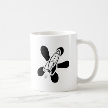 Retro Splat Rocket White & Black Mugs