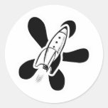 Retro Splat Rocket White & Black Stickers