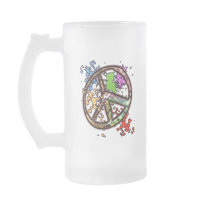 RETRO SPLATTER PEACE SIGN COFFEE MUGS