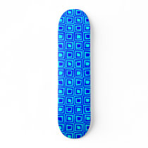 Retro Squares - Blue on Cyan Skateboard Deck